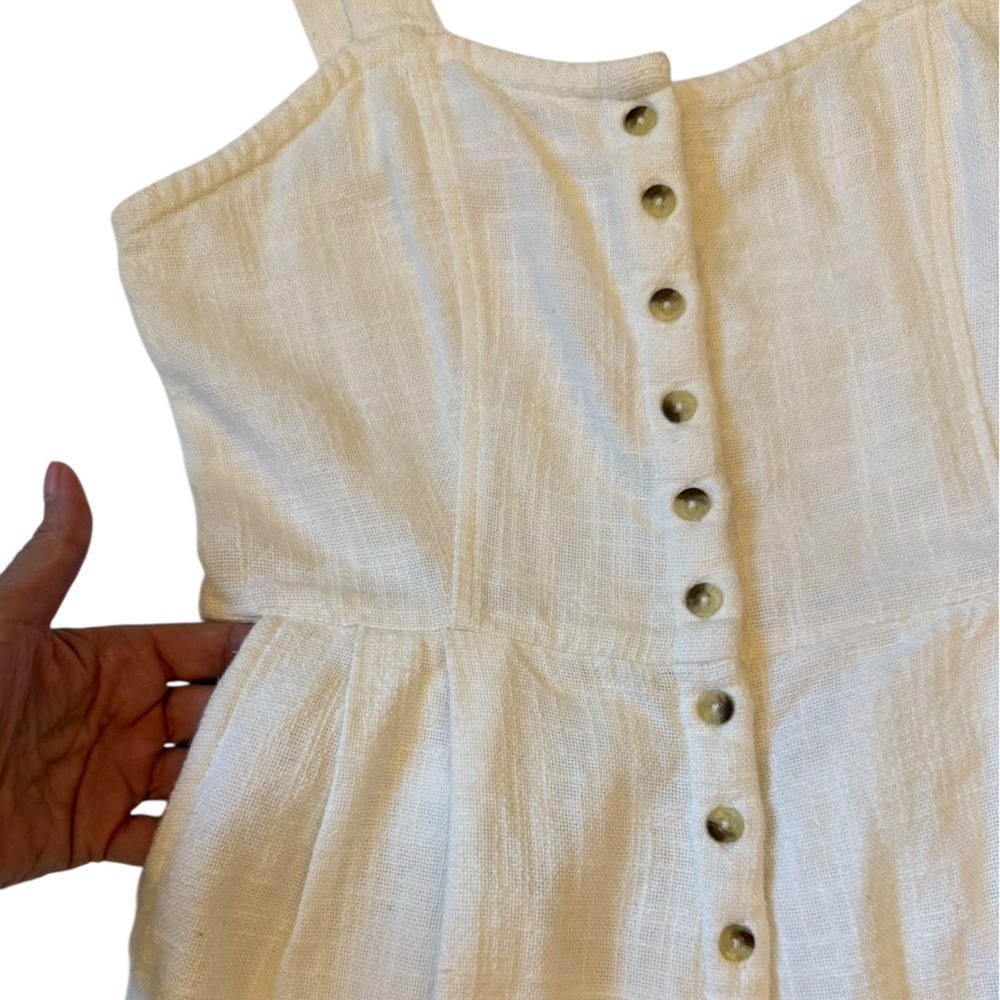 Billabong White Paint The Town Cropped Jumpsuit Sleeveless Smocked Size Large - Picture 6 of 13